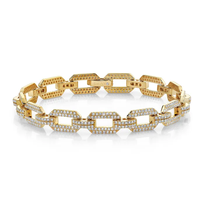 SHAY JEWELRY Bracelets READY TO SHIP DIAMOND PAVE FLAT GEO LINK BRACELET