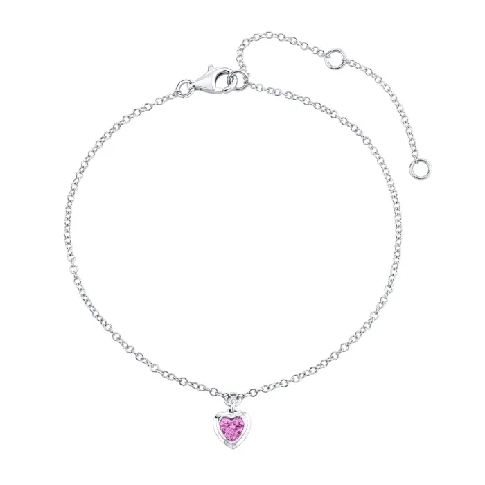 SHAY JEWELRY Earrings MINI ME PINK SAPPHIRE BEZEL HEART DROP ANKLET