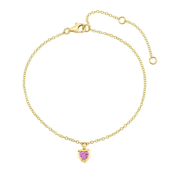 SHAY JEWELRY Earrings MINI ME PINK SAPPHIRE BEZEL HEART DROP ANKLET