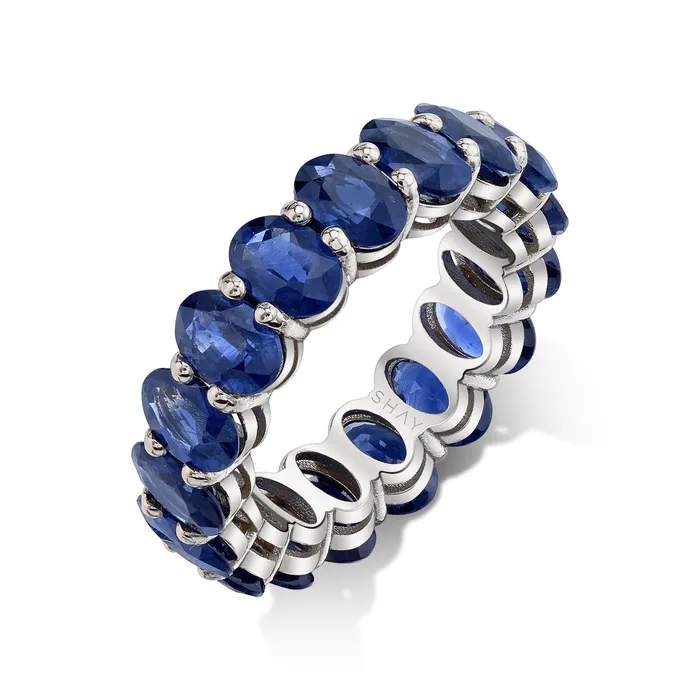 SHAY JEWELRY MENS BLUE SAPPHIRE OVAL ETERNITY RING Rings