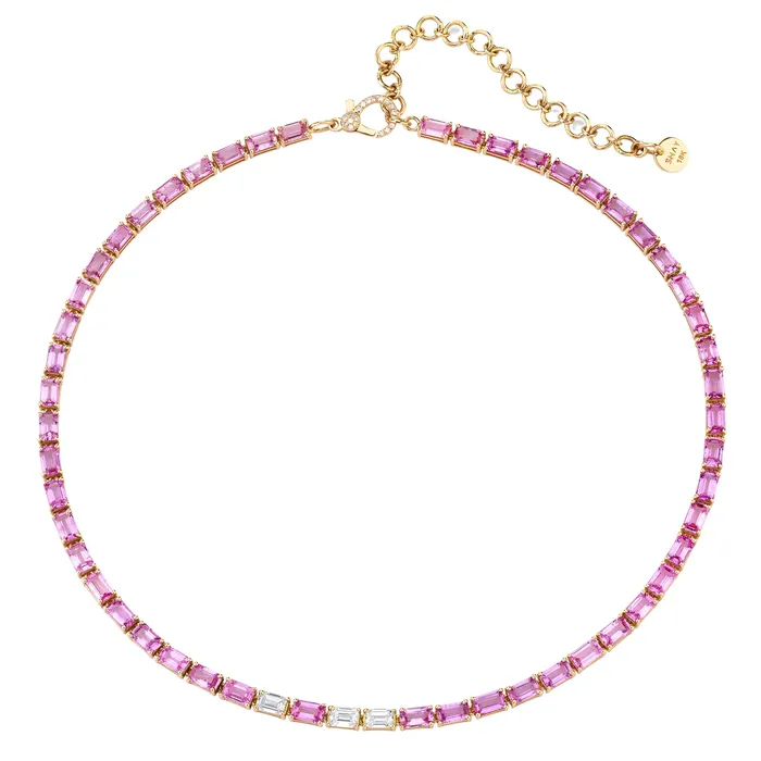 SHAY JEWELRY Necklaces PINK SAPPHIRE DIAMOND TENNIS NECKLACE