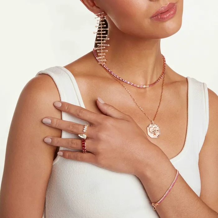 SHAY JEWELRY Necklaces PINK SAPPHIRE DIAMOND TENNIS NECKLACE