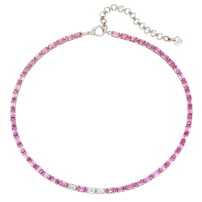 SHAY JEWELRY Necklaces PINK SAPPHIRE DIAMOND TENNIS NECKLACE