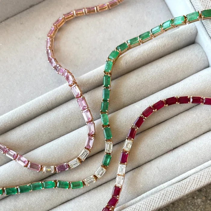 SHAY JEWELRY Necklaces PINK SAPPHIRE DIAMOND TENNIS NECKLACE