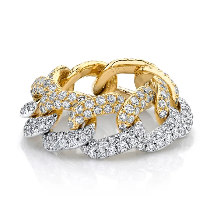 SHAY JEWELRY Rings READY TO SHIP DIAMOND TWOTONE PAVE ESSENTIAL LINK RING