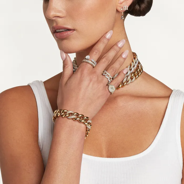 SHAY JEWELRY Rings READY TO SHIP DIAMOND TWOTONE PAVE ESSENTIAL LINK RING