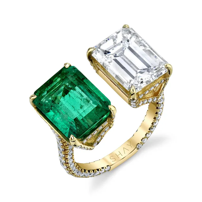 SHAY JEWELRY Rings READY TO SHIP EMERALD CUT TWIN RING