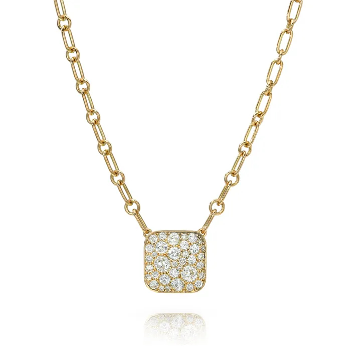SINGLE STONE SQUARE COBBLESTONE PENDANT NECKLACE Necklaces
