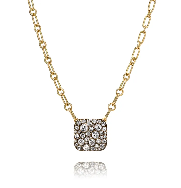 SINGLE STONE SQUARE COBBLESTONE PENDANT NECKLACE Necklaces