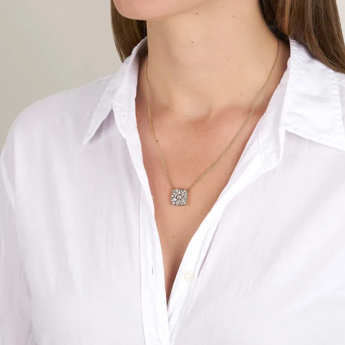 SINGLE STONE SQUARE COBBLESTONE PENDANT NECKLACE Necklaces
