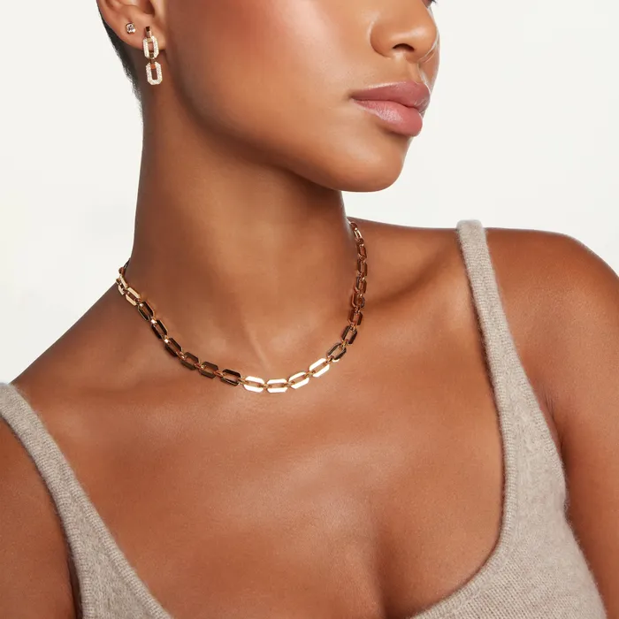 SOLID GOLD FLAT GEO LINK NECKLACE SHAY JEWELRY Necklaces