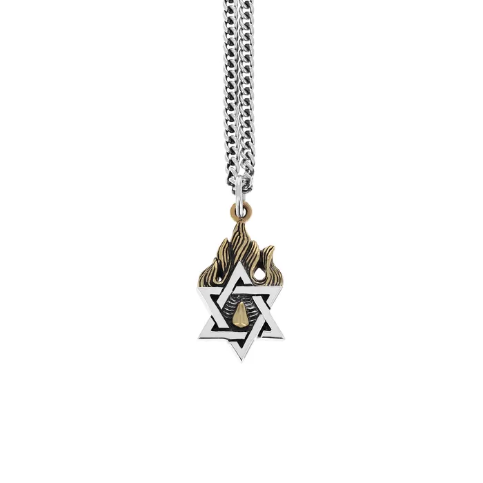 Star of David Pendant with Gold Alloy Flames King Baby Necklaces