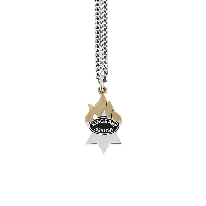 Star of David Pendant with Gold Alloy Flames King Baby Necklaces Star of David Pendant with Gold Alloy Flames King Baby Necklaces