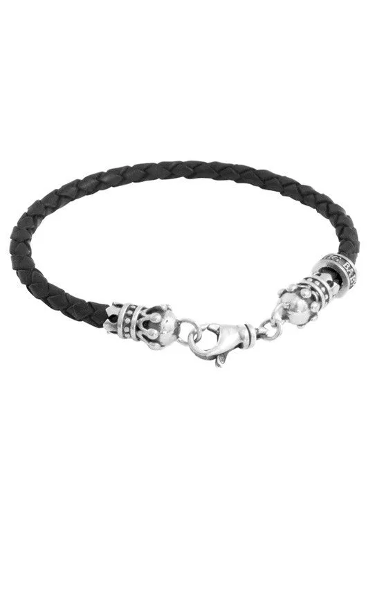 Thin Leather Braided Crown Bracelet King Baby Bracelets