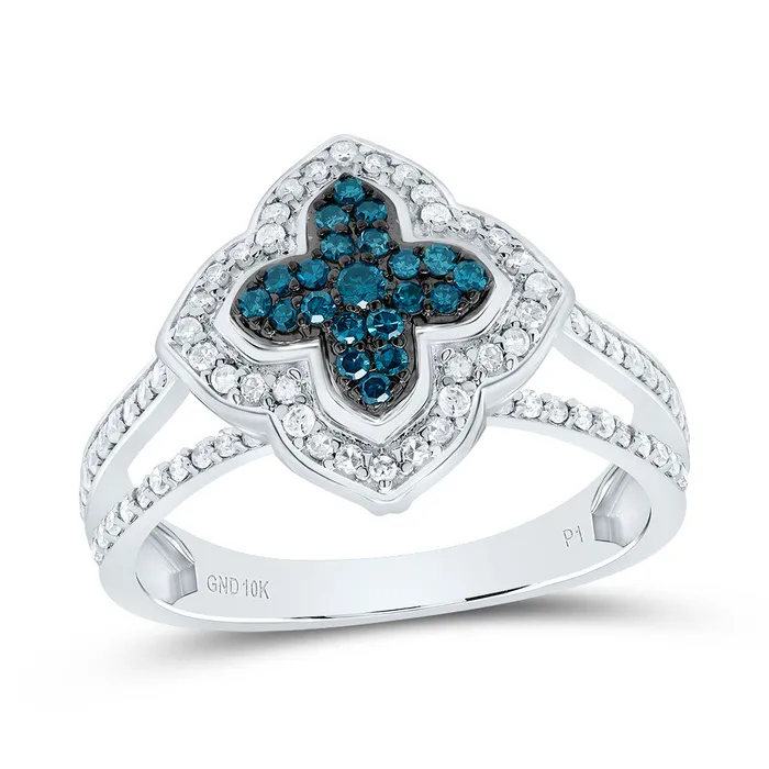 12CtwDia P1 Gift Blue Diamond Clover Ring 331 grams GND Rings