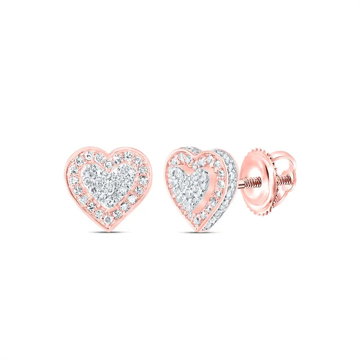 13CtwNat Dia Nk Fashion Heart Stud Earring GND Earrings