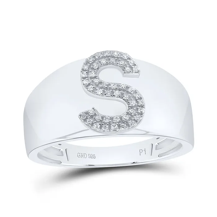 18CtwDia P1 Initial S Mens Ring 476 grams GND Rings