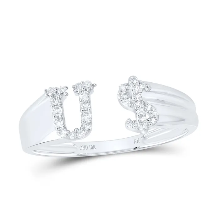 18CtwNat Dia Nk Gift Initial U Ladies Dollar Ring 198 grams GND Rings