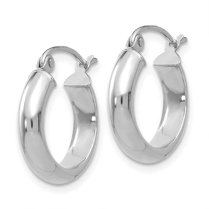10k White Gold 4 mm Hoop Earrings 108 grams Qgold Earrings 10k White Gold 4 mm Hoop Earrings 108 grams Qgold Earrings