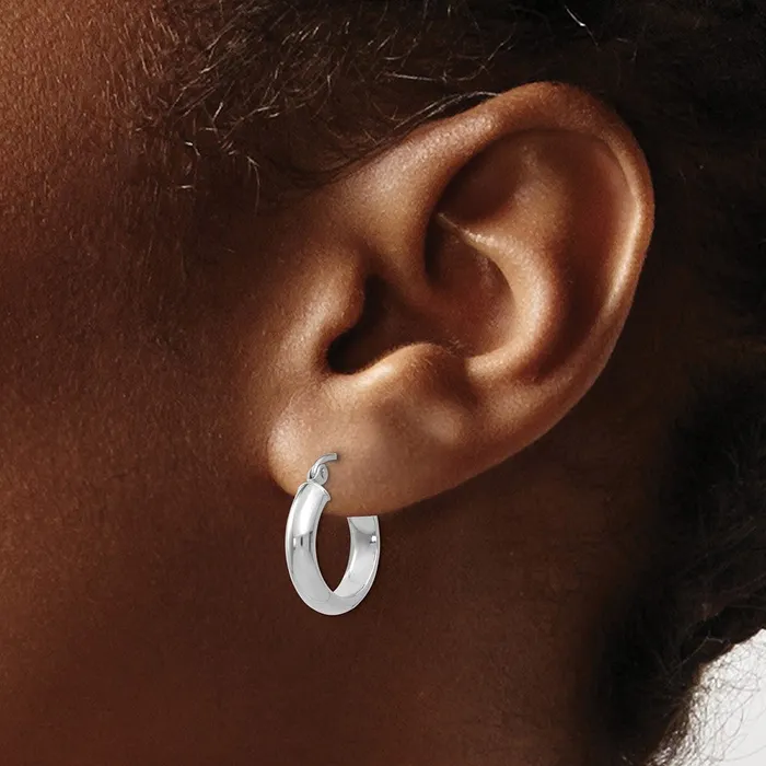 10k White Gold 4 mm Hoop Earrings 108 grams Qgold Earrings 10k White Gold 4 mm Hoop Earrings 108 grams Qgold Earrings