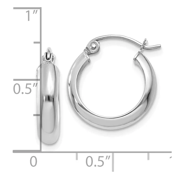 10k White Gold 4 mm Hoop Earrings 108 grams Qgold Earrings 10k White Gold 4 mm Hoop Earrings 108 grams Qgold Earrings