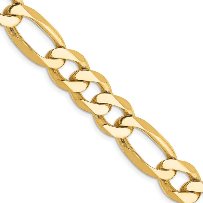10k Yellow Gold 10 mm Flat Figaro Bracelet 2348 grams Qgold Bracelets 10k Yellow Gold 10 mm Flat Figaro Bracelet 2348 grams Qgold Bracelets