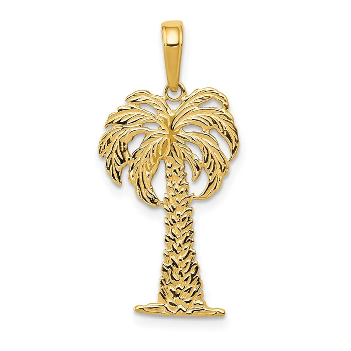 10k Yellow Gold 135 mm Palm Tree Pendant 107 grams Qgold Necklaces