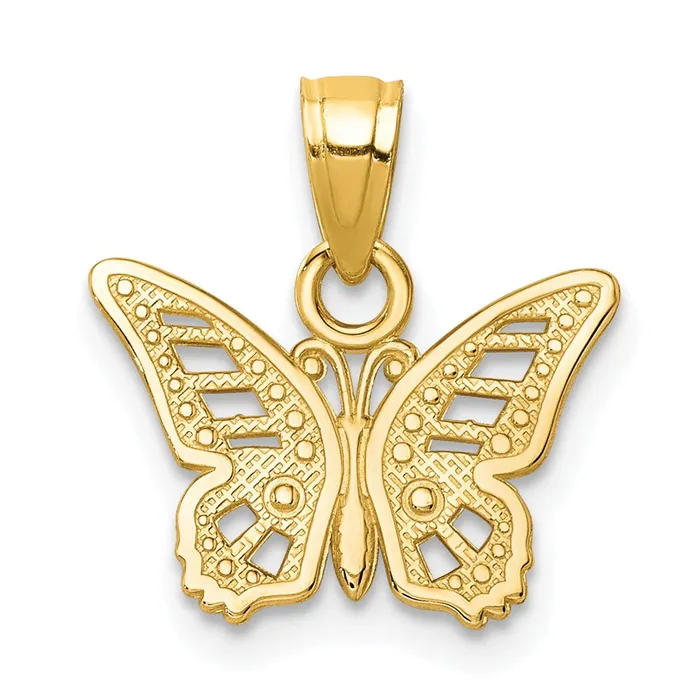 10k Yellow Gold 13 mm Butterfly Charm 058 grams Qgold Charm Necklaces
