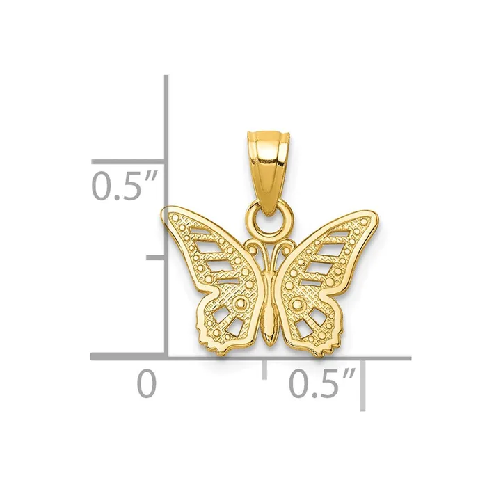 10k Yellow Gold 13 mm Butterfly Charm 058 grams Qgold Charm Necklaces 10k Yellow Gold 13 mm Butterfly Charm 058 grams Qgold Charm Necklaces