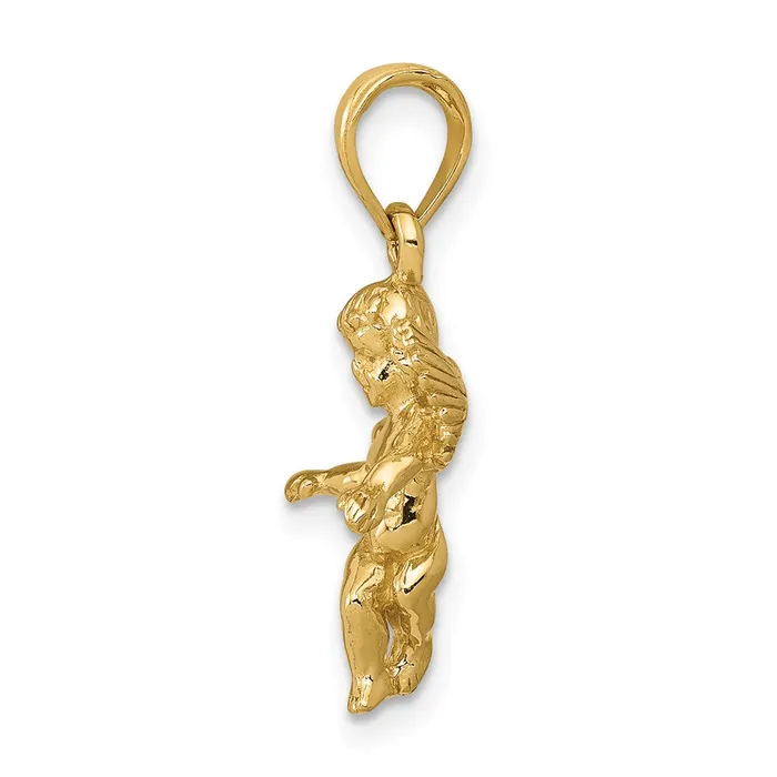 10k Yellow Gold 14 mm 3D Polished Solid Angel Pendant 183 grams Qgold Necklaces 10k Yellow Gold 14 mm 3D Polished Solid Angel Pendant 183 grams Qgold Necklaces