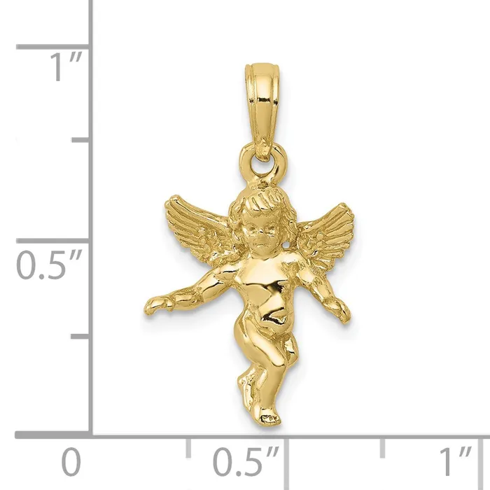 10k Yellow Gold 14 mm 3D Polished Solid Angel Pendant 183 grams Qgold Necklaces 10k Yellow Gold 14 mm 3D Polished Solid Angel Pendant 183 grams Qgold Necklaces