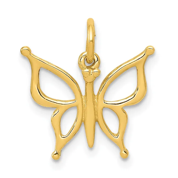 10k Yellow Gold 15 mm Butterfly Charm 057 grams Qgold Charm Necklaces
