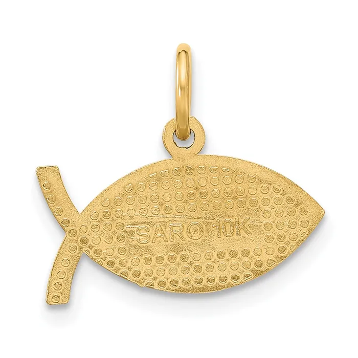 10k Yellow Gold 16 mm Jesus Fish Charm 095 grams Qgold Charm Necklaces 10k Yellow Gold 16 mm Jesus Fish Charm 095 grams Qgold Charm Necklaces
