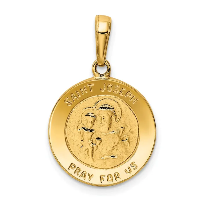10k Yellow Gold 16 mm Saint Joseph Medal Charm 156 grams Qgold Charm Necklaces