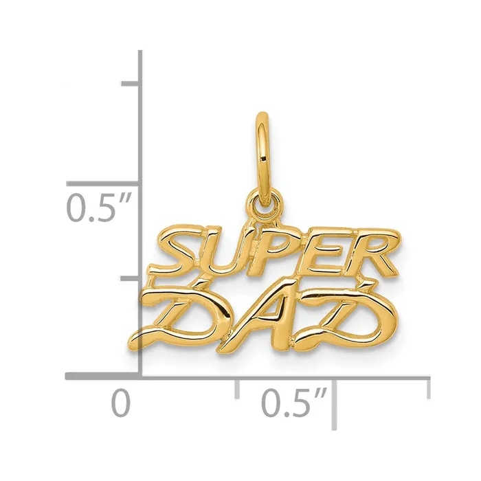 10k Yellow Gold 17 mm SUPER DAD Charm 079 grams Qgold Charm Necklaces 10k Yellow Gold 17 mm SUPER DAD Charm 079 grams Qgold Charm Necklaces