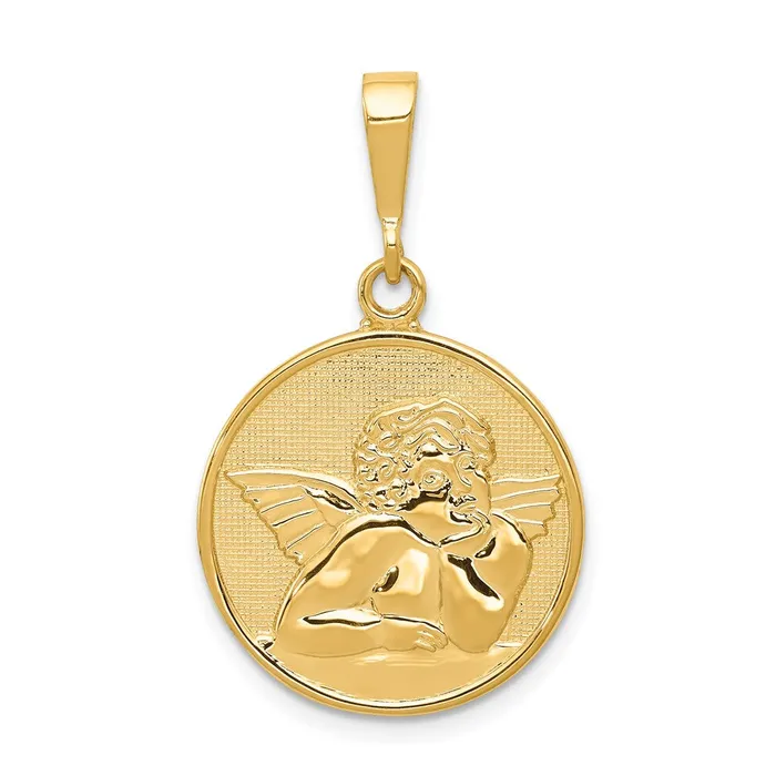 10k Yellow Gold 20 mm Polished Satin Angel Pendant 195 grams Qgold PreStyled Sets