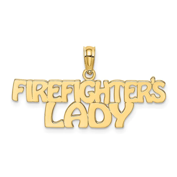 10k Yellow Gold 302 mm FIREFIGHTERS LADY Charm 12 grams Qgold Charm Necklaces 10k Yellow Gold 302 mm FIREFIGHTERS LADY Charm 12 grams Qgold Charm Necklaces