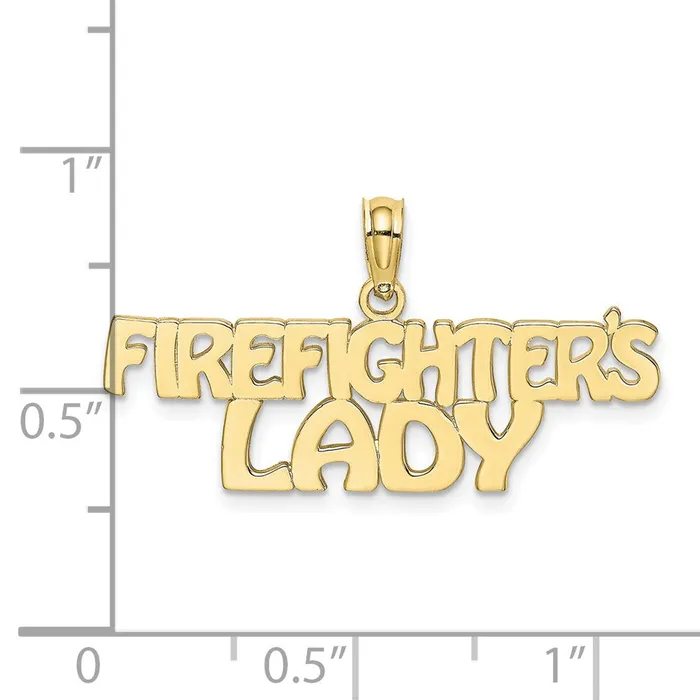 10k Yellow Gold 302 mm FIREFIGHTERS LADY Charm 12 grams Qgold Charm Necklaces 10k Yellow Gold 302 mm FIREFIGHTERS LADY Charm 12 grams Qgold Charm Necklaces