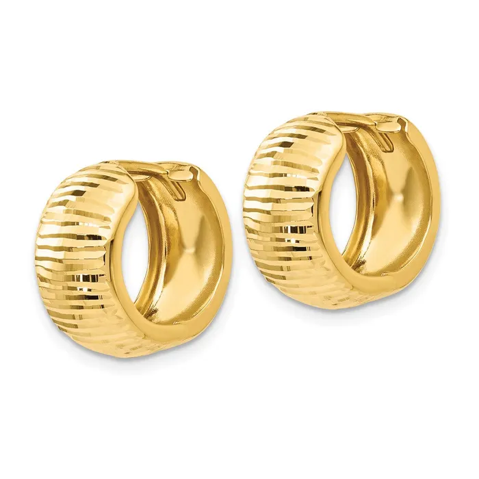 10k Yellow Gold 8 mm Gold Textured and Polished Hinged Hoop Earrings 188 grams Qgold Earrings 10k Yellow Gold 8 mm Gold Textured and Polished Hinged Hoop Earrings 188 grams Qgold Earrings