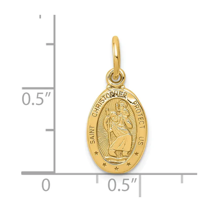 10k Yellow Gold 9 mm Solid Satin Polished St Christopher Pendant 066 grams Qgold PreStyled Sets 10k Yellow Gold 9 mm Solid Satin Polished St Christopher Pendant 066 grams Qgold PreStyled Sets