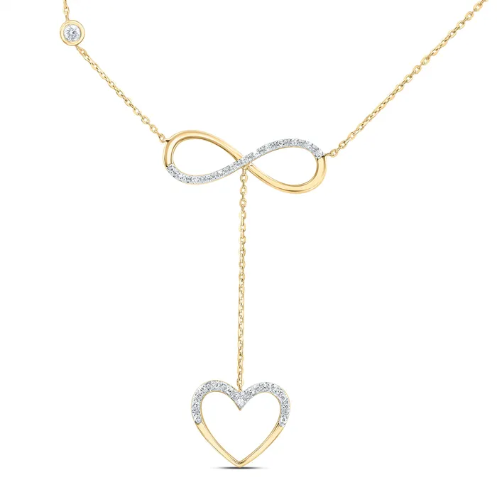 10Kt Gold 110CtwDia Cn Gift Heart Necklace 18 Inch GND Necklaces