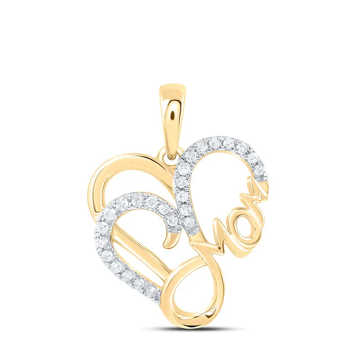 10Kt Gold 110CtwDia Nk Gift Mom Heart Pendant GND Necklaces