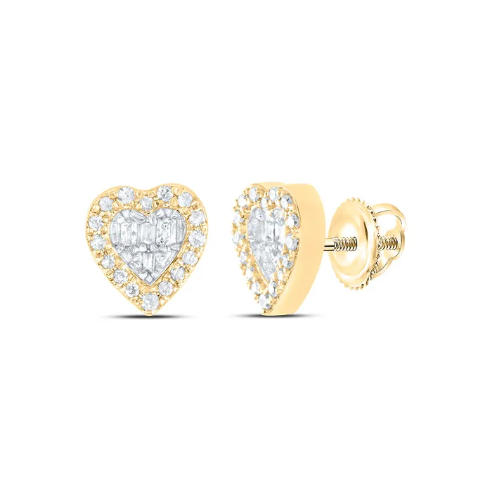 10Kt Gold 16CtwDia P1 Gift Heart Baguette Earring GND Earrings