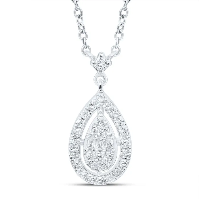 10Kt Gold 16CtwDia P1 Gift Pear Necklace 18 Inch GND Necklaces