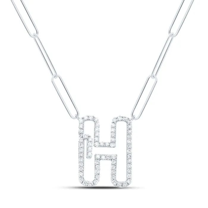 10Kt Gold 38CtwDia Nk Initial H Necklace 18 Inch GND Necklaces