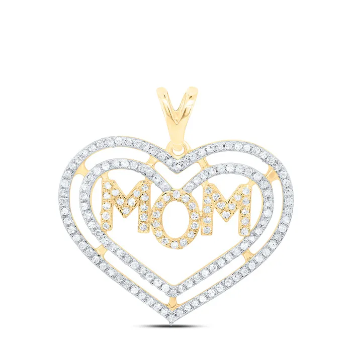 10Kt Gold 38CtwDia P3 Gift Heart Mom Pendant GND Necklaces
