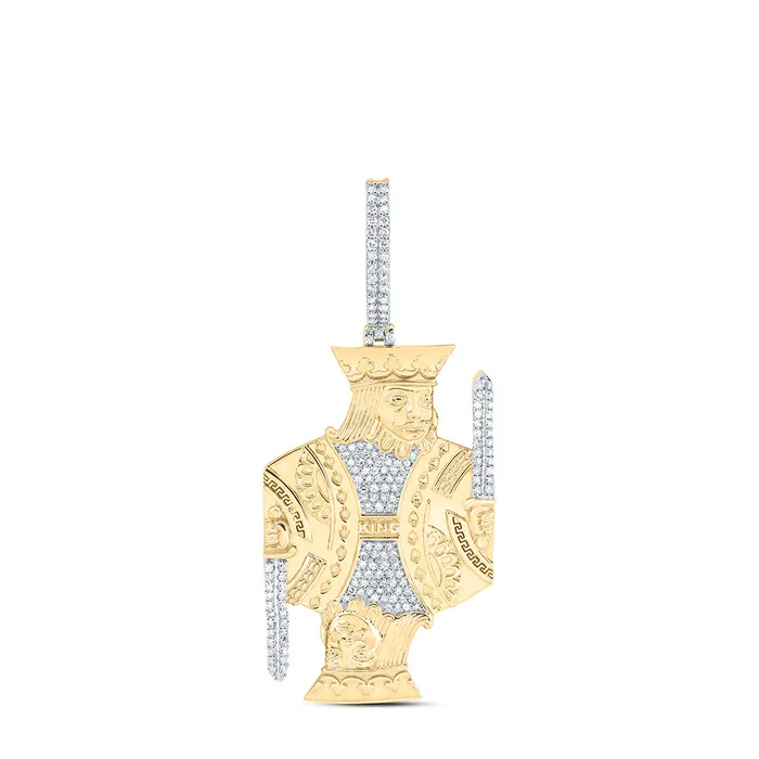 10Kt Gold 58CtwDia Nk King Mens Charm GND Charm Necklaces