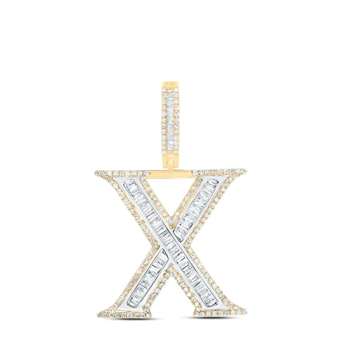 10Kt Gold 78CtwDia P1 Initial X Mens Pendant GND Necklaces