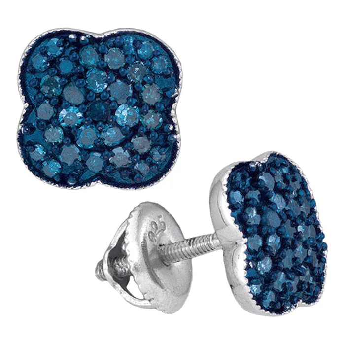 10Kt White Gold 12CtwDia Blue MicroPave Earring 182 grams GND Earrings