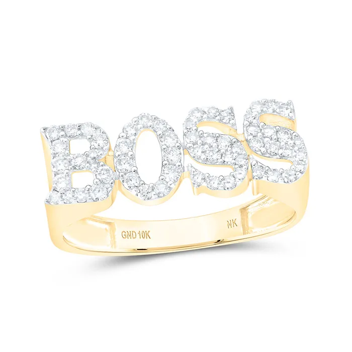 10Kt Yellow Gold 12 CtwDia Nk Boss Mens Ring 432 grams GND Rings